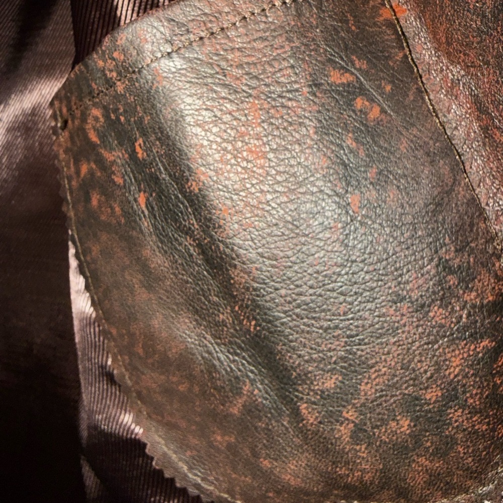 EUC 🔥 STUNNING! Tribe America Brown Leather Turquoise Suede Jacket $800 Ret - Picture 9 of 10